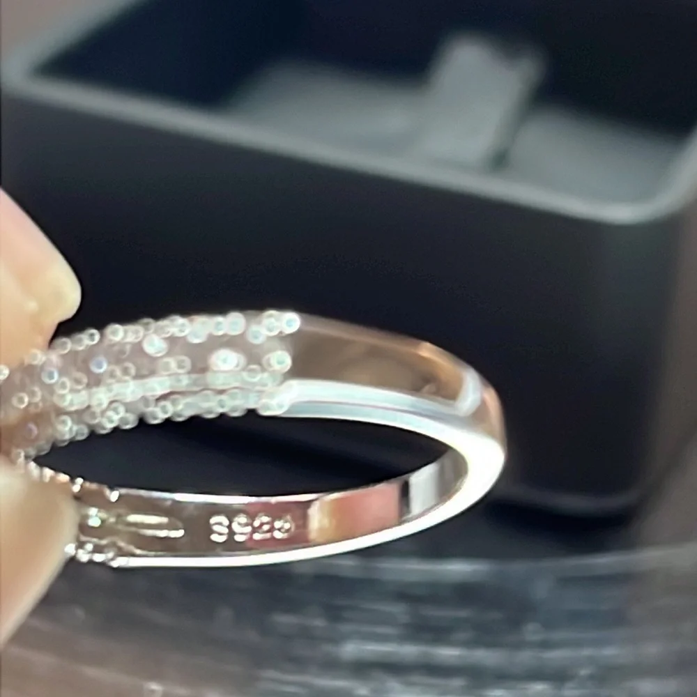 💲⬇️❤️Nwot silver 925 lab created diamond solitaire ring+band with diamonds - Picture 5 of 7